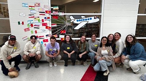 MC students in the Multicultural Classroom helped youngsters at Northside Elementary School 'travel across cultures through literature' with this visual display.