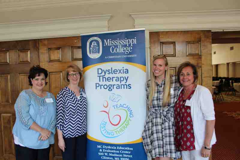 Jan Hankins, second from left, director of MC's Dyslexia Center, will welcome speakers Kacey Marshall Matthews, second from right, dyslexia coordinator for Madison County Schools, and Teresa Mosley, right, owner of TRM Educational Counseling, LLC, and lead psychometrist at the center, to the 2021 Dyslexia Therapy Conference. Pictured with the trio is Cathy South, an MC graduate and dyslexia therapist in Ridgeland.