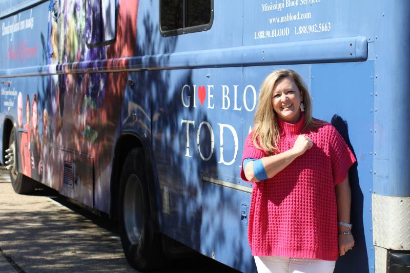 Ebby Dedeaux, MC controller, said participating in the MBS Blood Drive on the Mississippi College campus is an example of cheerful giving. 