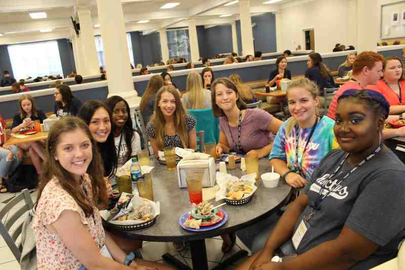These members of the Class of 2023 enjoyed their first lunch at the Mississippi College cafeteria during summer orientation. The 2nd orientation is June 10-11. 