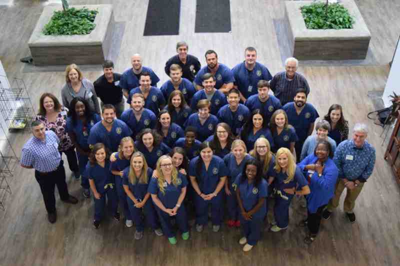 Mississippi College physician assistant graduate students (the Class of 2018) gathered at the Baptist Healthplex lobby. National PA Week runs from October 6-12. The Healthplex serves as the headquarters of the MC PA program.