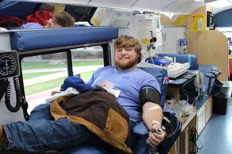 Will Davis, 20, of Brandon donated blood on the Clinton campus on January 22.