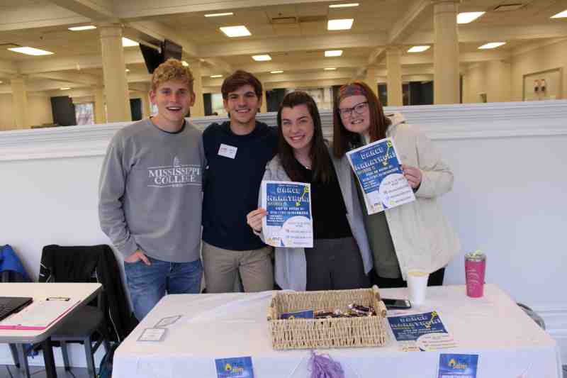 Mississippi College students promoting the 2018 MC dance marathon to benefit the Blair E. Batson Children's Hospital are: Isaac Davis of Mt. Pleasant, Iowa, Matthew Drew of San Antonio, Texas, Meg Baylis of Prattville, Alabama, and Abbie Hunter of Southaven. The six-hour event on the Clinton campus is set for November 15 at Anderson Hall. It begins at 6 p.m.