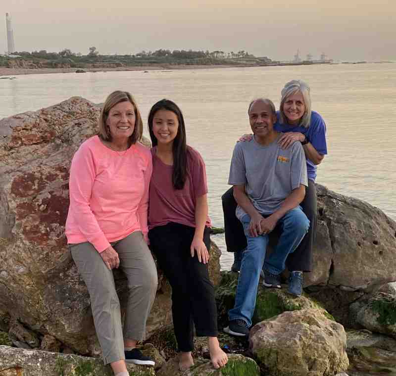 Ivan Parke, second from right, and his wife, Mary Ann, right, enjoy Caesarea at sunset on an excursion to Israel with fellow Spring Break Tour participants Renee Hargrove, left, and Lily Hughes.