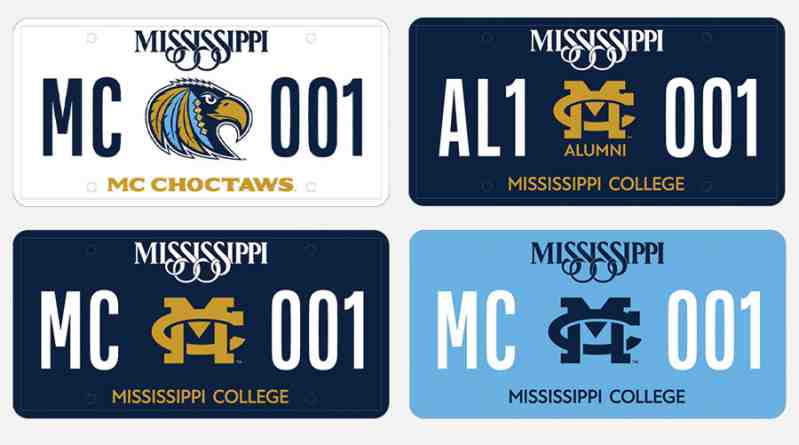 Voting for one of four Mississippi College license plate designs will conclude on Monday, July 31.