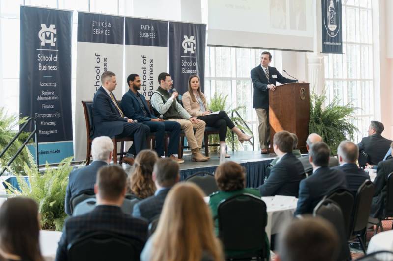 MC School of Business' Service and Ethics Week attendees will hear a panel discussion of faith and business ethics similar to last year's event, pictured.