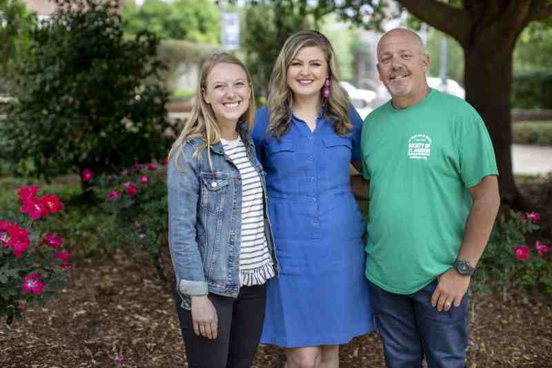 MC graduates Leigh Ann Blalock, Becca Benson and Langston Moore are key supporters of the university's new Food Pantry. Blalock and Moore serve as leaders with the Society of St. Andrew. Benson is an MC administrator.