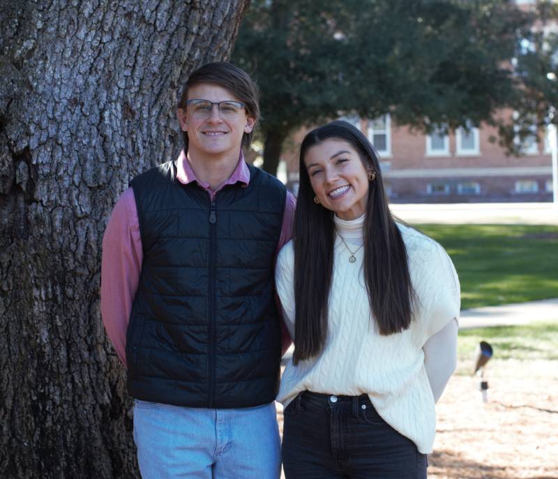 Layton Levingston and Taylor Phillips told Education Commission members how Mississippi College has helped prepare them for careers in ministry.