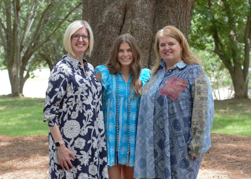 Congratulating Madison Morgan, center, for receiving the 2025 Danny Bender Scholar Award are Megan Ladner, left, Danny Bender's goddaughter, and Mary Ellen Stewart, chair of the Public Health Department at MC.