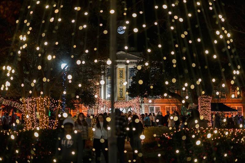 The heart of the Mississippi College campus was awash with festive lights when thousands of Christmas bulbs were turned on during the Lighting of the Quad event Nov. 28.