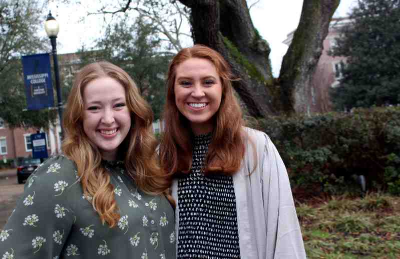 Mississippi College students Emmie Fuson and Jill Dickerson are pictured on the Clinton campus in February.