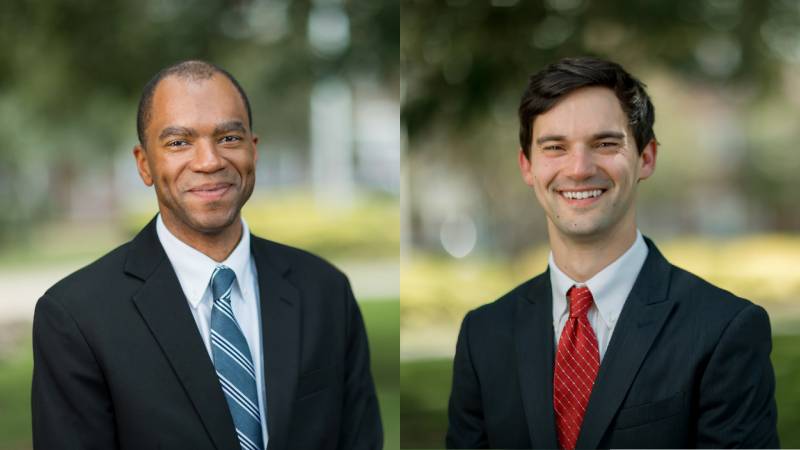 Attorneys F. Lee Francis, left, director of the law school’s Center for Litigation and Alternative Dispute Resolution, and Milton J. Hernandez IV, an expert in Louisiana state law, have joined the MC Law faculty. 