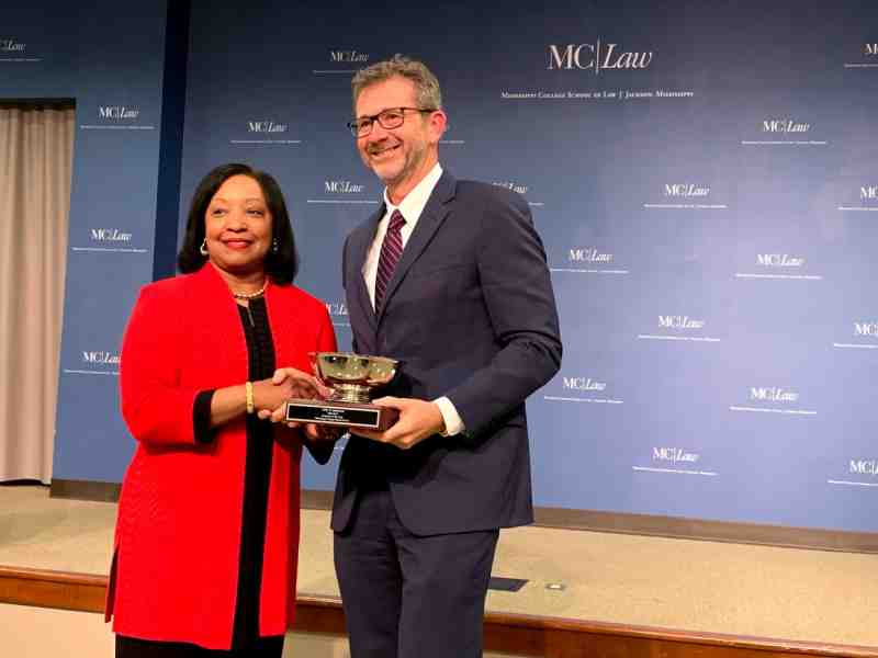 Earlier this year, MC Law Dean Patricia Bennett joins John Anderson, who on May 10 was named the university's Professor of the Year.
